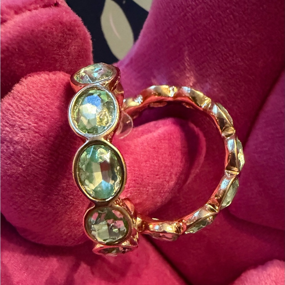 Laundry By Shelli Segal Gold Braided Hoop Earrings w/ Light Green Stones